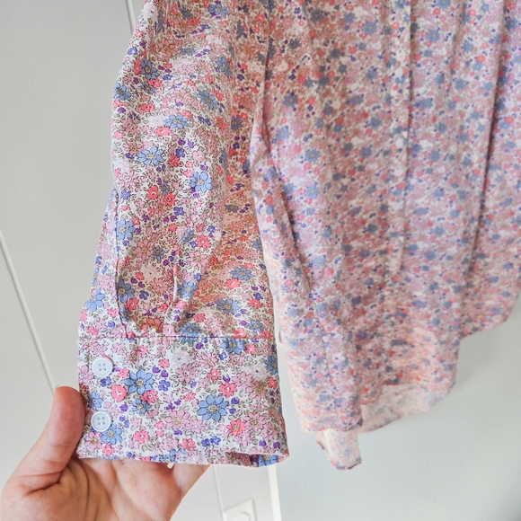 CJLA Barbara Floral Button Up Shirt Dress Pink and Blue Size Large Button Mini - Picture 10 of 13